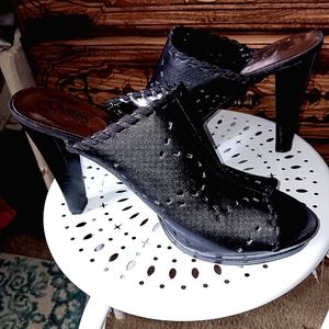 Carlos  Santana leather open back heels, size 8.5 Black like new